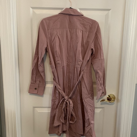 Talbots Faux Wrap Dress Blush Pink Trench Coat Style 14P 14 Petite Large - Picture 4 of 5
